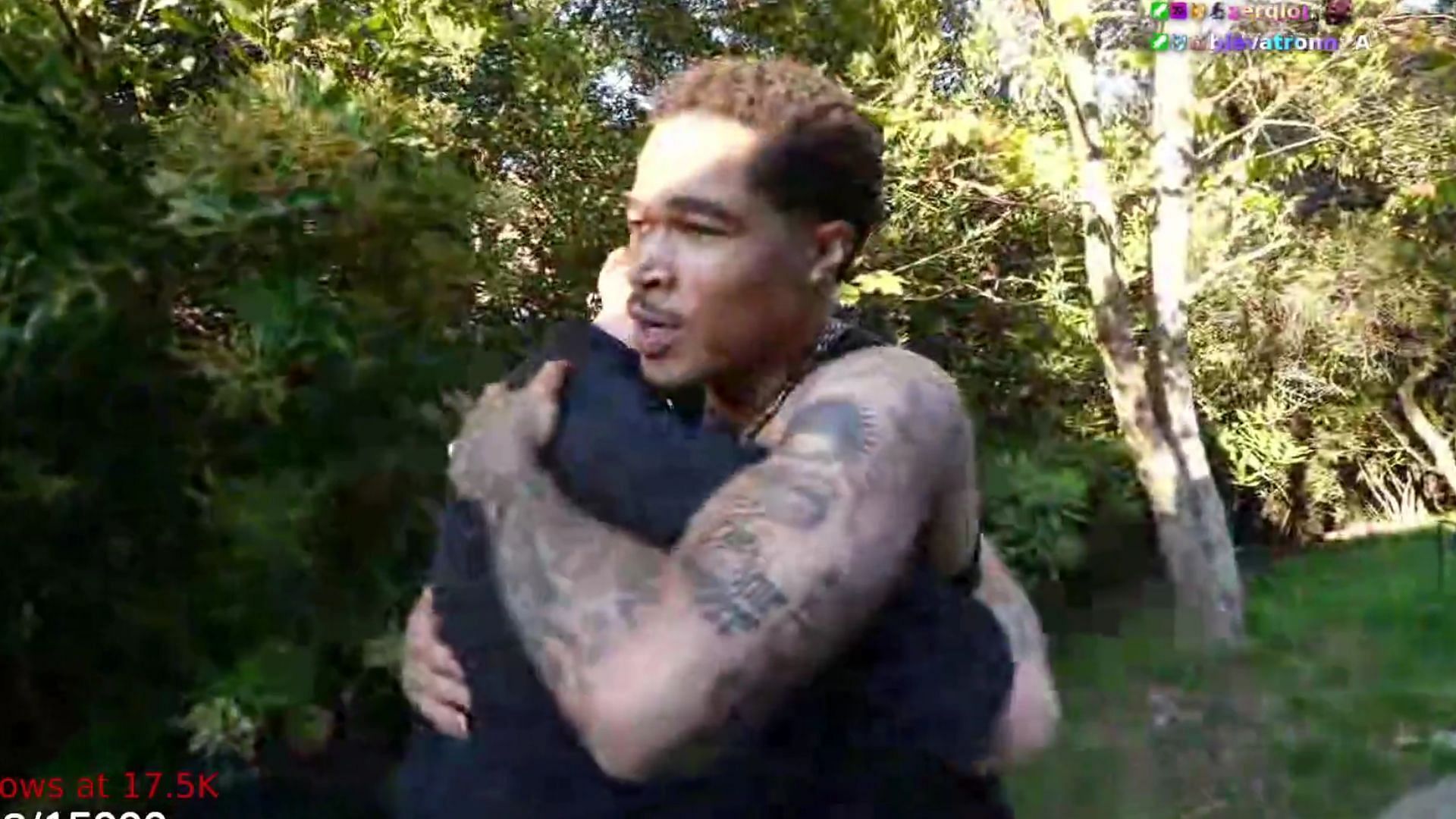 Plaqueboymax and Lacy embrace on-stream (Image via Lacy/Twitch)